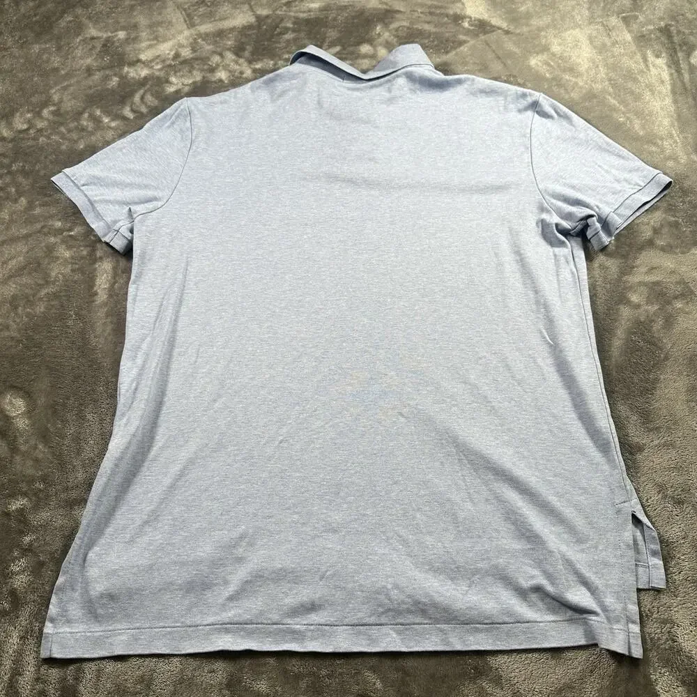 Polo Ralph Lauren Shirt‎ Mens Large Heather Blue Pima Cotton Polo Rugby Preppy